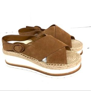 MARC FISHER cross platform suede sandals